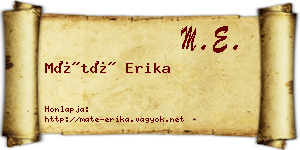 Máté Erika névjegykártya